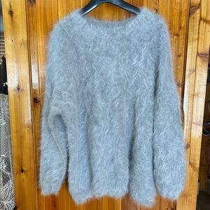 Cozy Gray Angora Women's Sweater